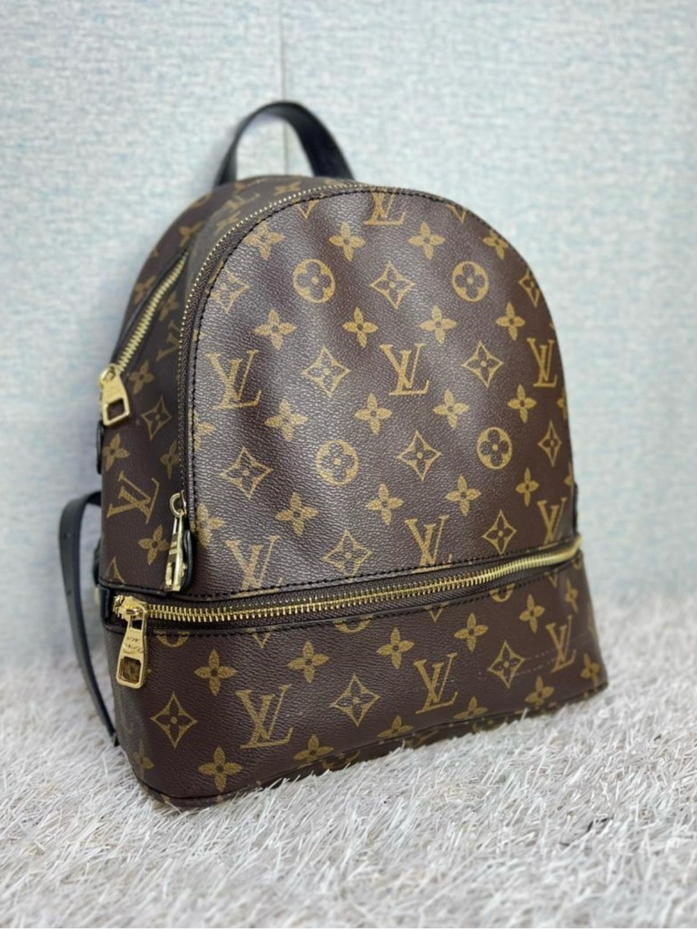 Others Follow Brown and Gold Monogram Mini Backpack